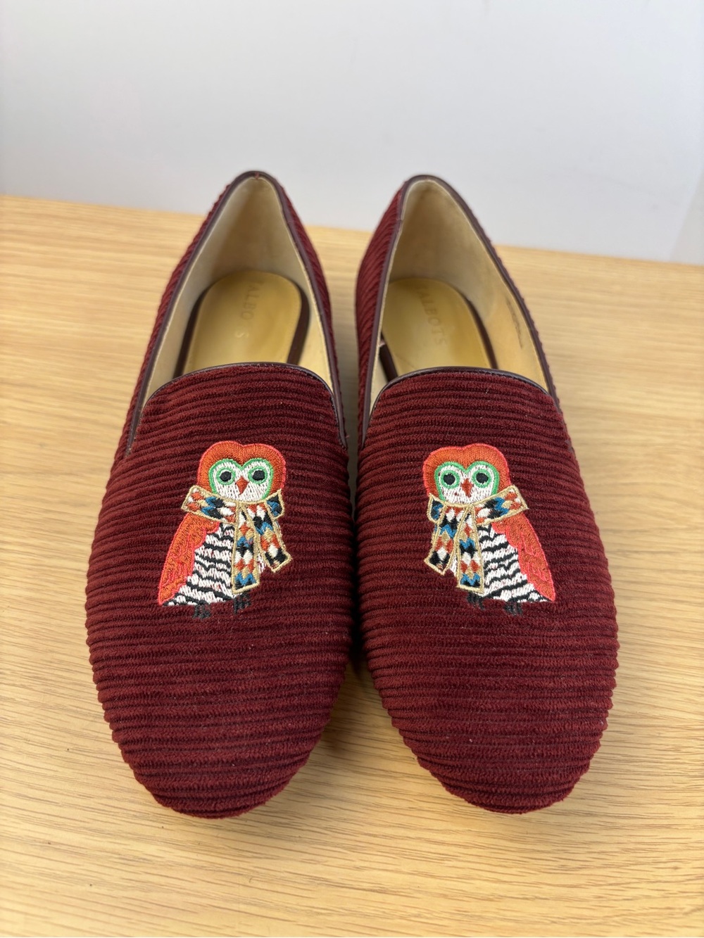 Talbots Ryan Corduroy Loafers featuring Embroidered Owls Woman’s 8.5